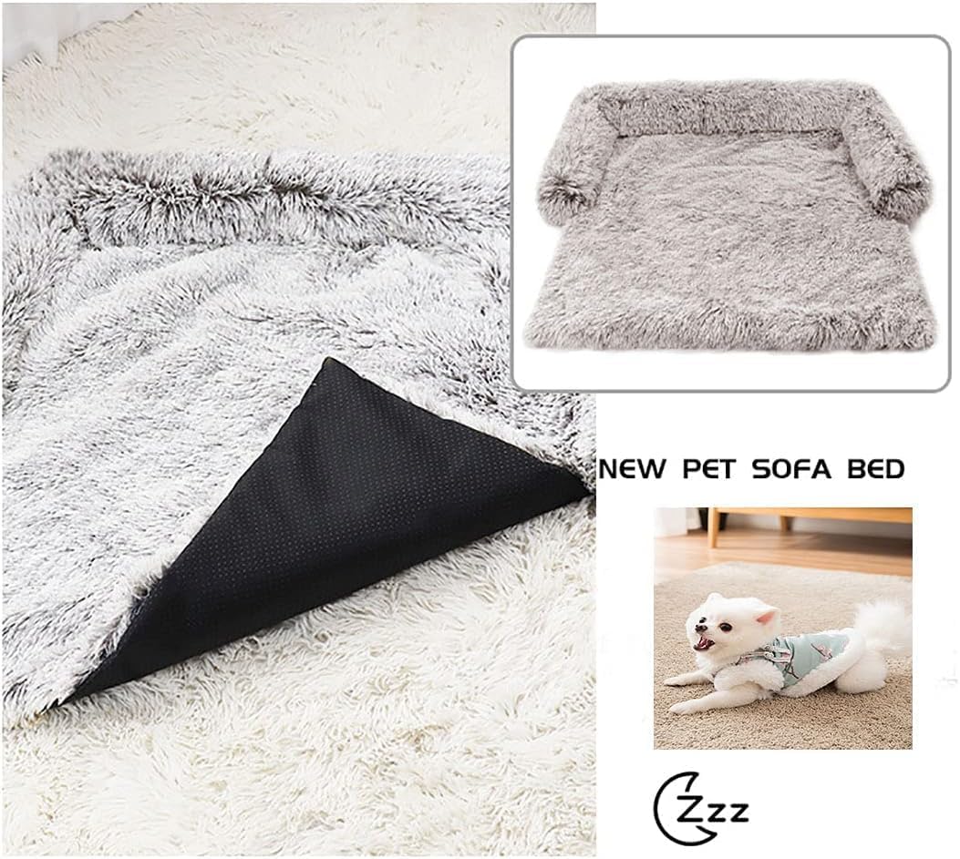 Vinnykud Couch Cushion for Dogs and Cats Plush Dog Mat Large Dog Bed Dog Sofa Waterproof Bottom Dog Blanket Sofa Cover Zippered Dog Blanket Washable Luggage (Rectangle - Pink, 110x95x15cm)