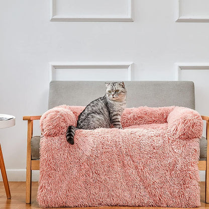 Vinnykud Couch Cushion for Dogs and Cats Plush Dog Mat Large Dog Bed Dog Sofa Waterproof Bottom Dog Blanket Sofa Cover Zippered Dog Blanket Washable Luggage (Rectangle - Pink, 110x95x15cm)