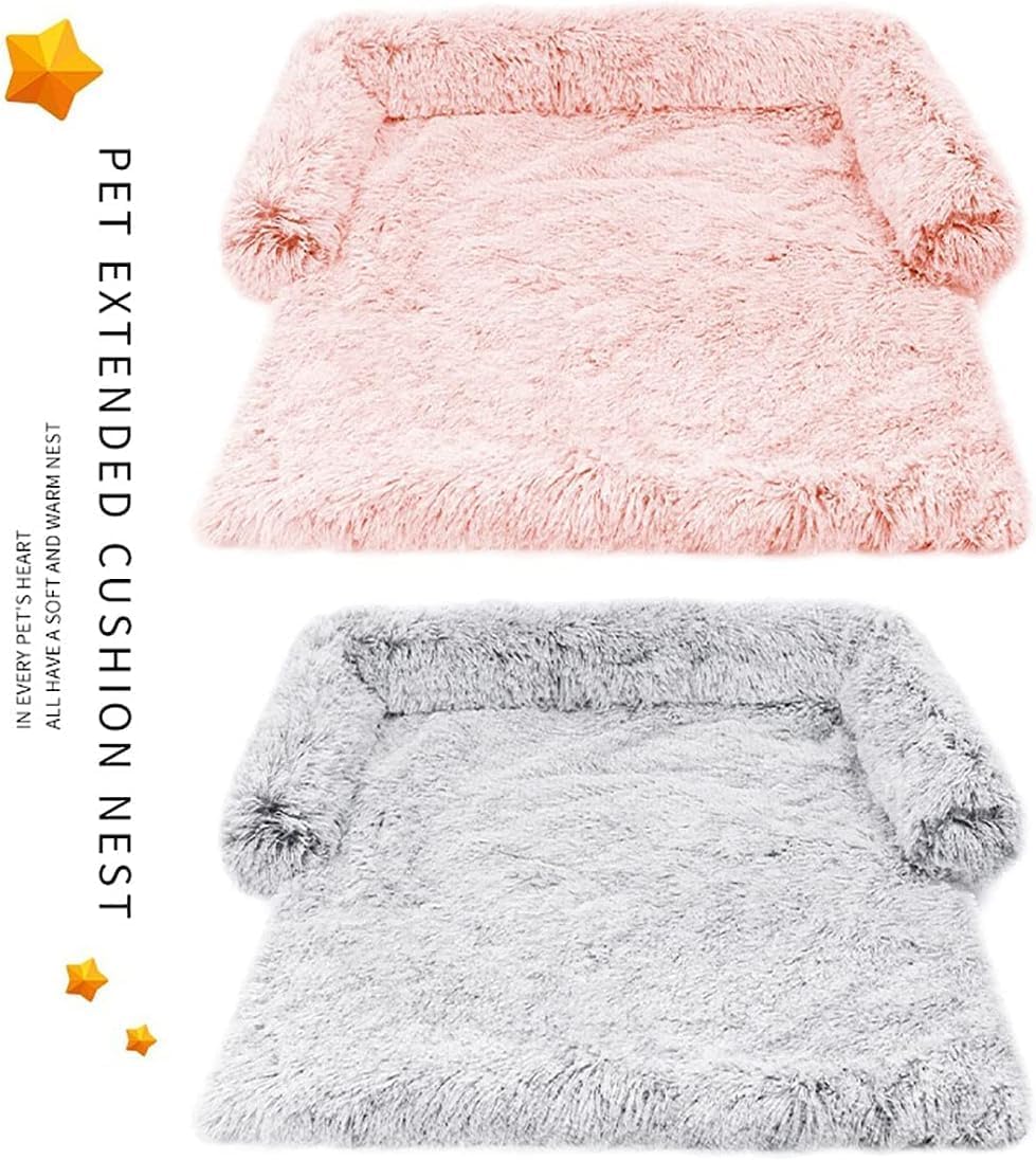 Vinnykud Couch Cushion for Dogs and Cats Plush Dog Mat Large Dog Bed Dog Sofa Waterproof Bottom Dog Blanket Sofa Cover Zippered Dog Blanket Washable Luggage (Rectangle - Pink, 110x95x15cm)