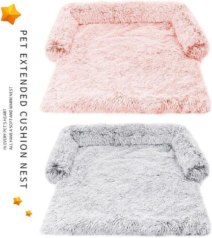 Vinnykud Couch Cushion for Dogs and Cats Plush Dog Mat Large Dog Bed Dog Sofa Waterproof Bottom Dog Blanket Sofa Cover Zippered Dog Blanket Washable Luggage (Rectangle - Pink, 110x95x15cm)