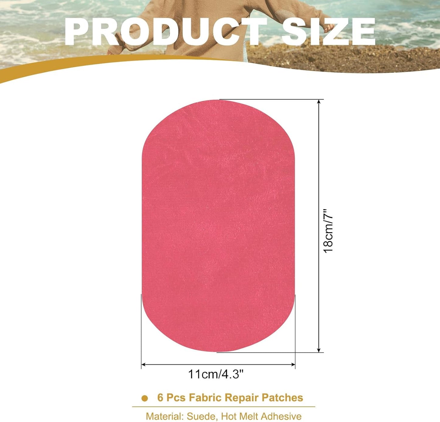 Iron-on Patches 4.3" by 7", 6 Pack Oval Elbow Patches Knee Repair Patch Suede Fabric Appliques for Shirt Jeans Jacket Clothes Repair Decorating Kit, Dark Pink