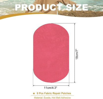Iron-on Patches 4.3" by 7", 6 Pack Oval Elbow Patches Knee Repair Patch Suede Fabric Appliques for Shirt Jeans Jacket Clothes Repair Decorating Kit, Dark Pink