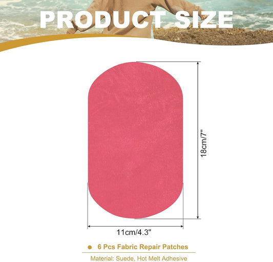 Iron-on Patches 4.3" by 7", 6 Pack Oval Elbow Patches Knee Repair Patch Suede Fabric Appliques for Shirt Jeans Jacket Clothes Repair Decorating Kit, Dark Pink