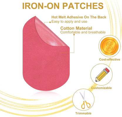 Iron-on Patches 4.3" by 7", 6 Pack Oval Elbow Patches Knee Repair Patch Suede Fabric Appliques for Shirt Jeans Jacket Clothes Repair Decorating Kit, Dark Pink