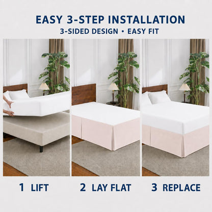 Queen Bed Skirt, 14" Drop Dust Ruffle, Blush