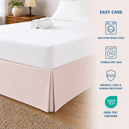 Queen Bed Skirt, 14" Drop Dust Ruffle, Blush