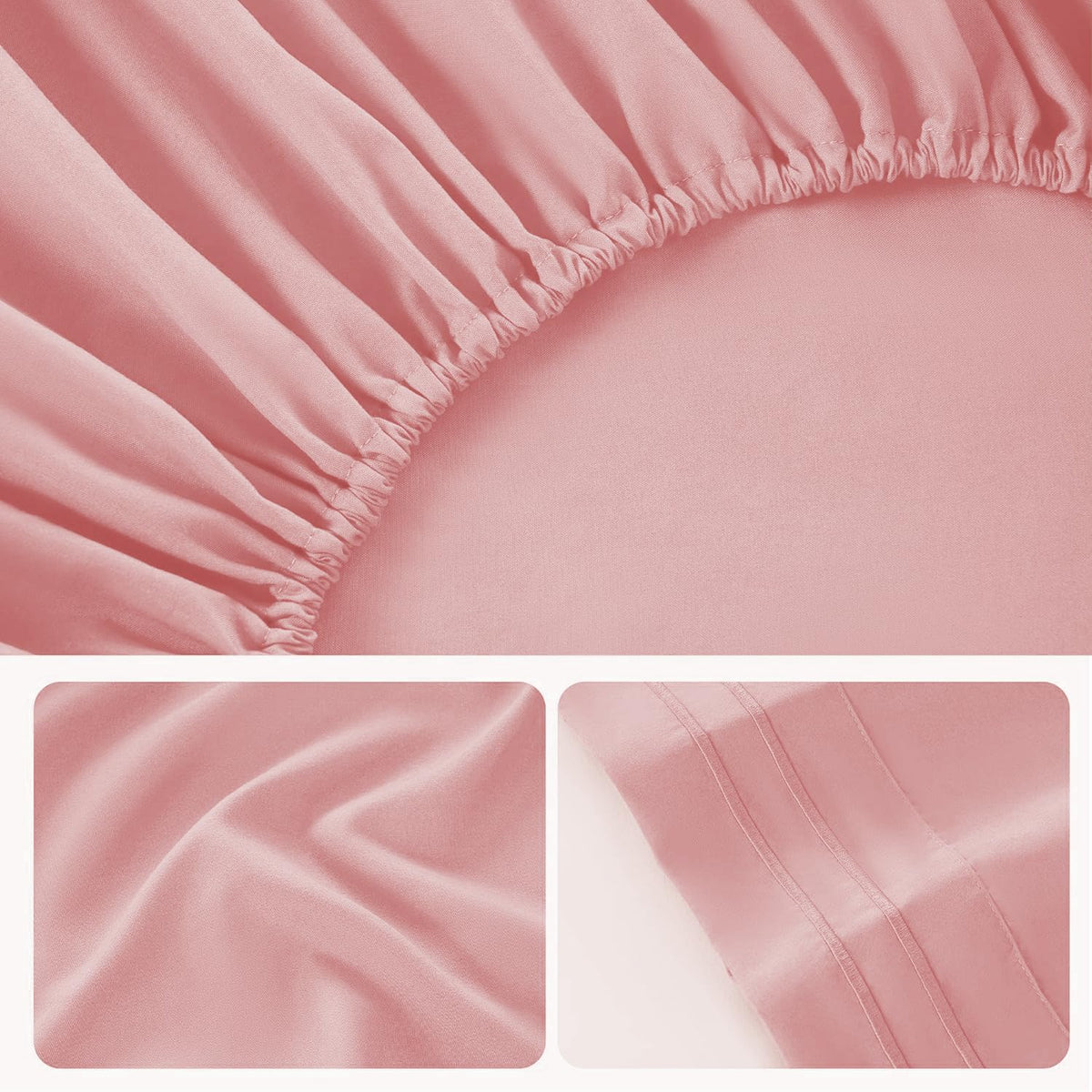 Pink Sheet Set, 4 Pieces Soft Bedding Queen Sheet Set, Breathable and Cooling,Includes 1 Fitted, 1 Flat, 2 Pillow Cases - Deep Pocket(Pink, Queen)