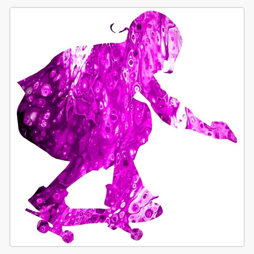 Pink Skateboarder Sticker Decal Laptop Car Window Vinyl 5"