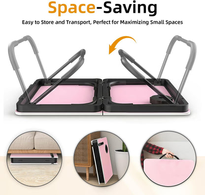 23.4" Foldable Lap Desk Bed Table with Cup Holder Portable Tray