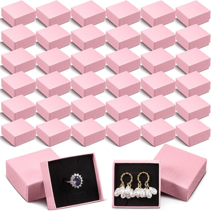 100 Pcs Jewelry Ring Boxes with Velvet Sponge Liner, Pink