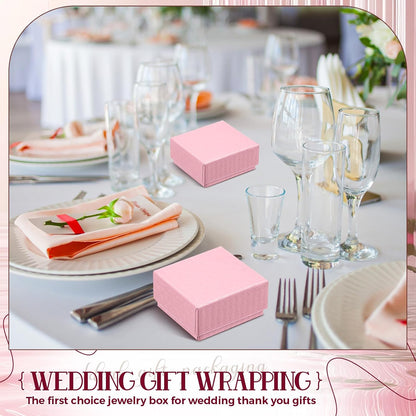 100 Pcs Jewelry Ring Boxes with Velvet Sponge Liner, Pink