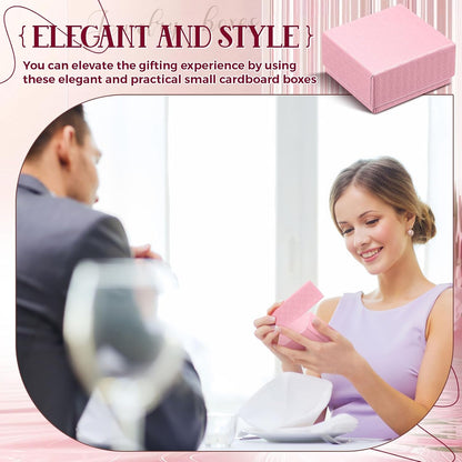 100 Pcs Jewelry Ring Boxes with Velvet Sponge Liner, Pink