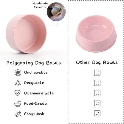 Petygooing 28 OZ Pink Elevated/Raised Ceramic Dog Bowl for Small and Medium Breeds, Dog Food Water Dish with Stand,Pet Feeding Bowl with Anti Slip Rubber for Cats Small and Medium Dogs (3.6 Cups)