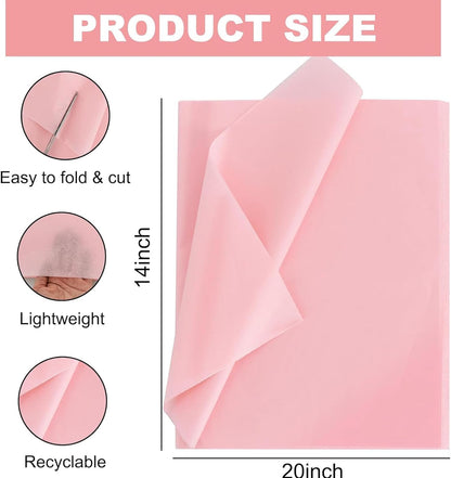 130 Sheets Pink Tissue Paper Bulkfor Gift Bags, 14 x 20 Inches GiftWrapping Tissue Paper Art Crafts StuffingFloral Packaging Birthday WeddingGraduation Party Decorations