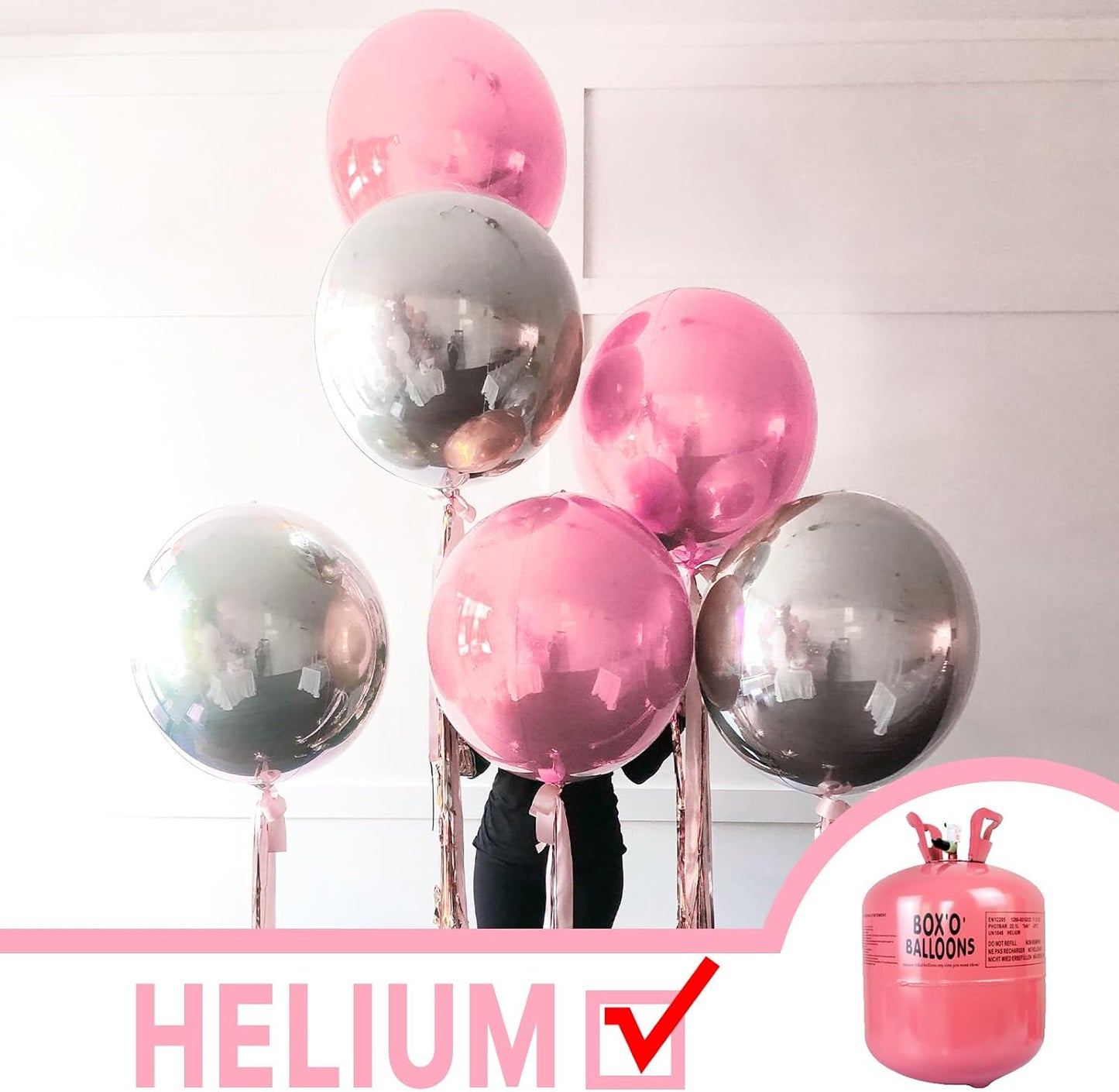 Pearl Pink Foil Balloons 20pcs Large Round Giant Jumbo 4D Balloons