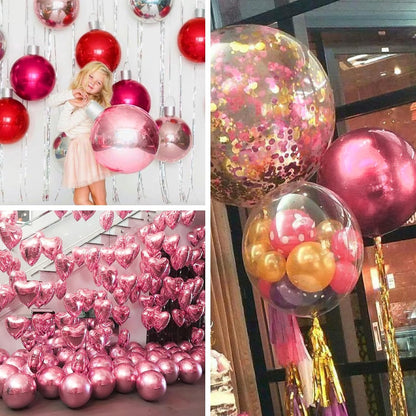 Pearl Pink Foil Balloons 20pcs Large Round Giant Jumbo 4D Balloons