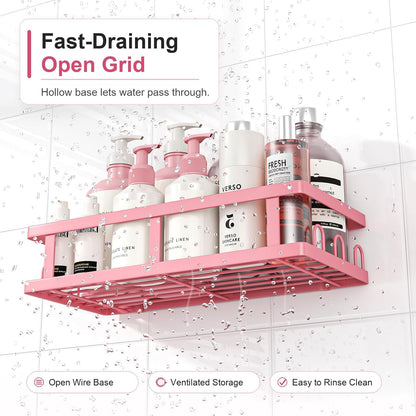 Pink Shower Caddy 6 Pack, Adhesive Shower Shelves
