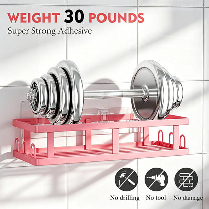 Pink Shower Caddy 6 Pack, Adhesive Shower Shelves