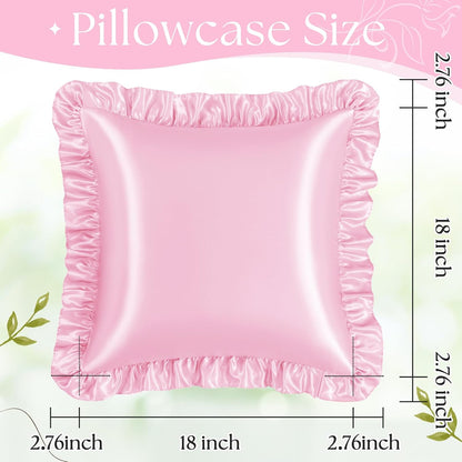 Pink Ruffle Pillow Covers, 18 x 18 Inch, Set of 2