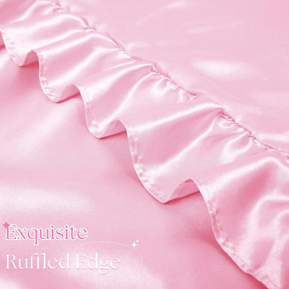 Pink Ruffle Pillow Covers, 18 x 18 Inch, Set of 2