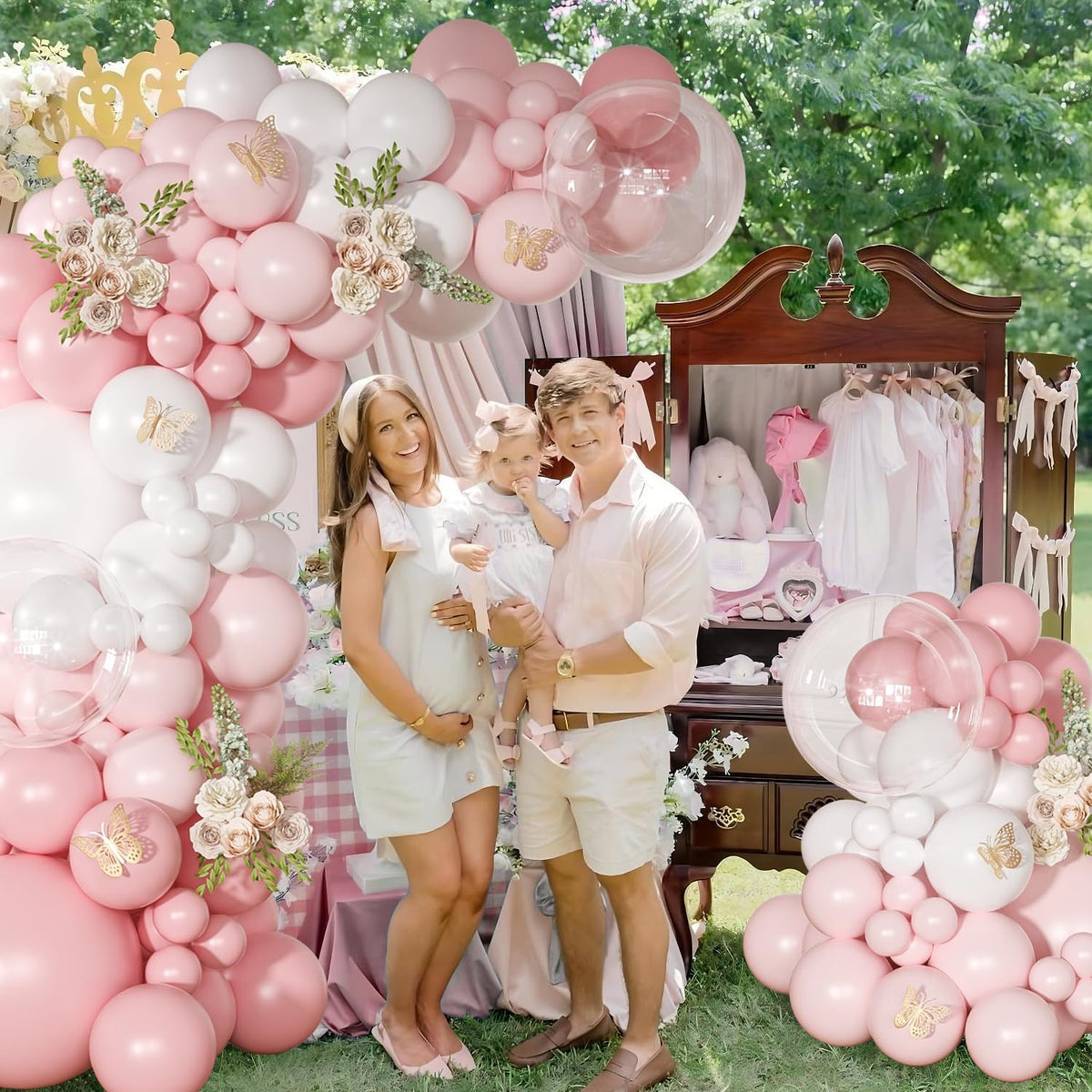 Light Pink Balloon Arch Kit, Baby Pink White Balloon Garland Kit