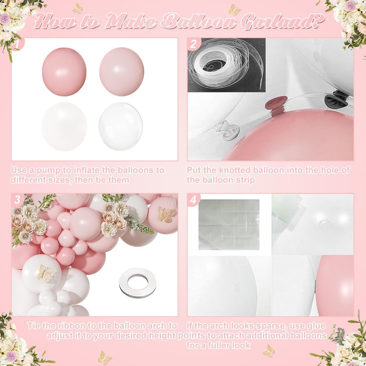 Light Pink Balloon Arch Kit, Baby Pink White Balloon Garland Kit