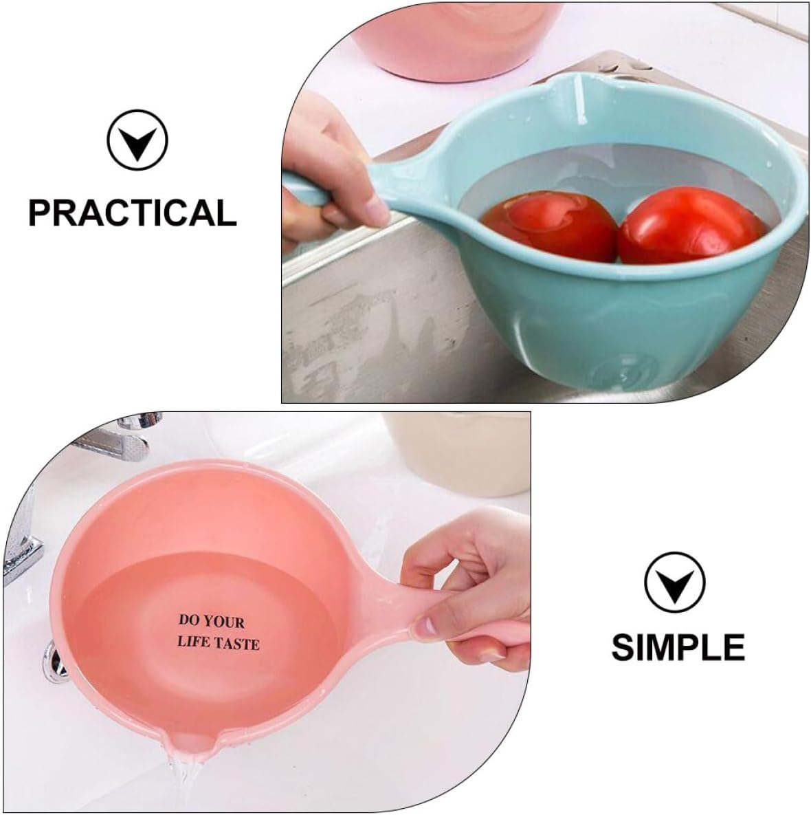 3pcs 3pcs Large PP Water Scoop for Home and Kitchen Practical Long Handle Ladles in Khaki, Light Pink, and Light Blue with Smooth Surface Easy to Clean for Bathing, Washing