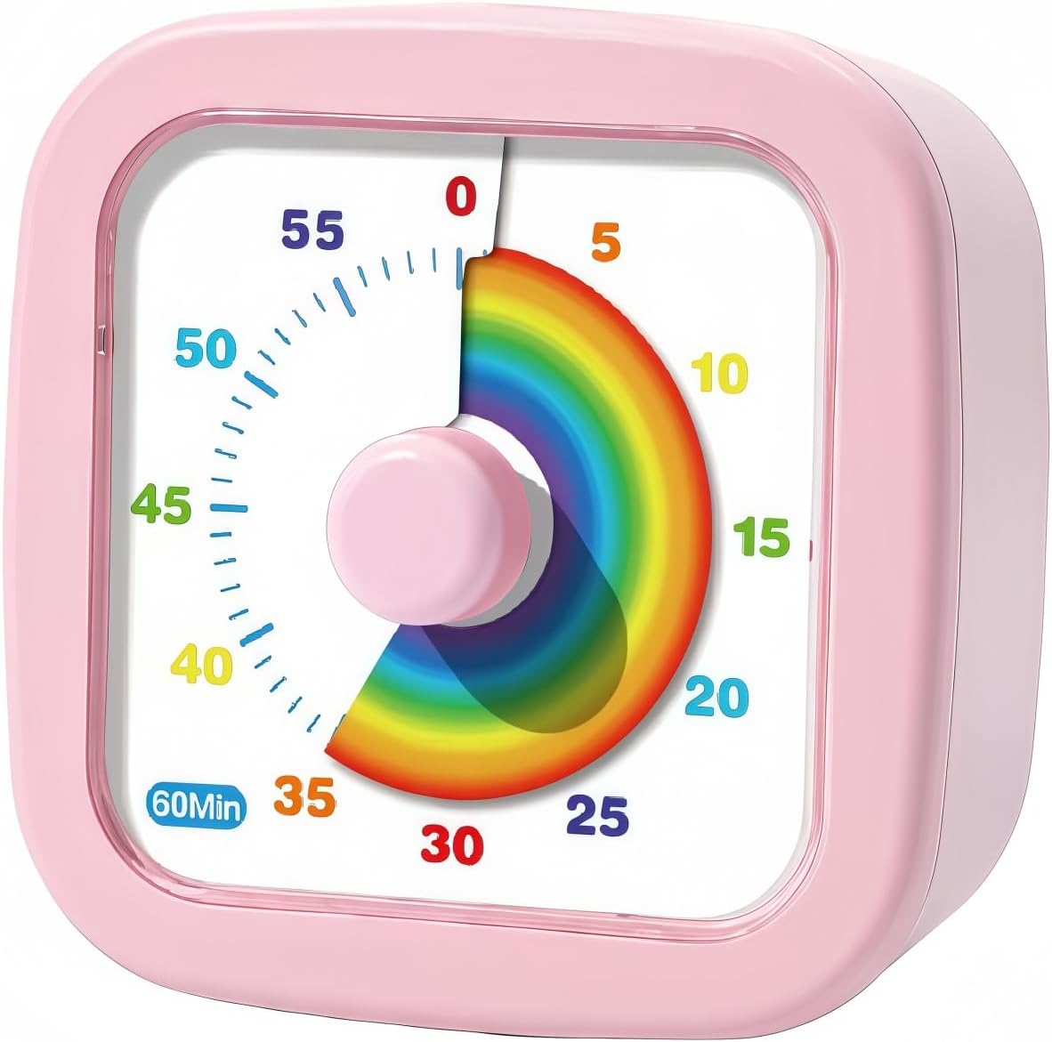60-Minute Visual Timer, Countdown Timer for Kids and Adults, Kitchen timers for Cooking, Silent Classroom Timer for Home School Work (Pink)