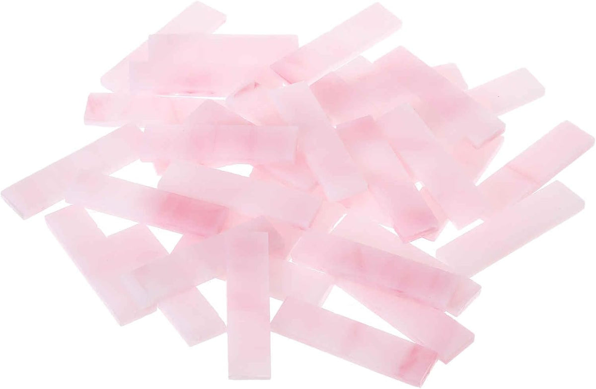 Rectangular Mosaic Tiles Stained Glass Strips, 1.57" x 0.4" Pink Glass Pieces 300g/10.58 oz Mosaic Tile Making Supplies for DIY Handmade Crafts and Home Decoration