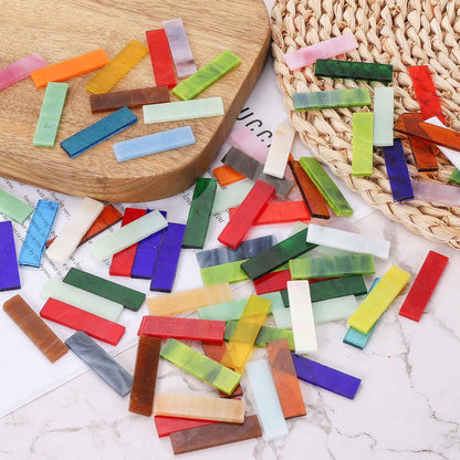 Rectangular Mosaic Tiles Stained Glass Strips, 1.57" x 0.4" Pink Glass Pieces 300g/10.58 oz Mosaic Tile Making Supplies for DIY Handmade Crafts and Home Decoration