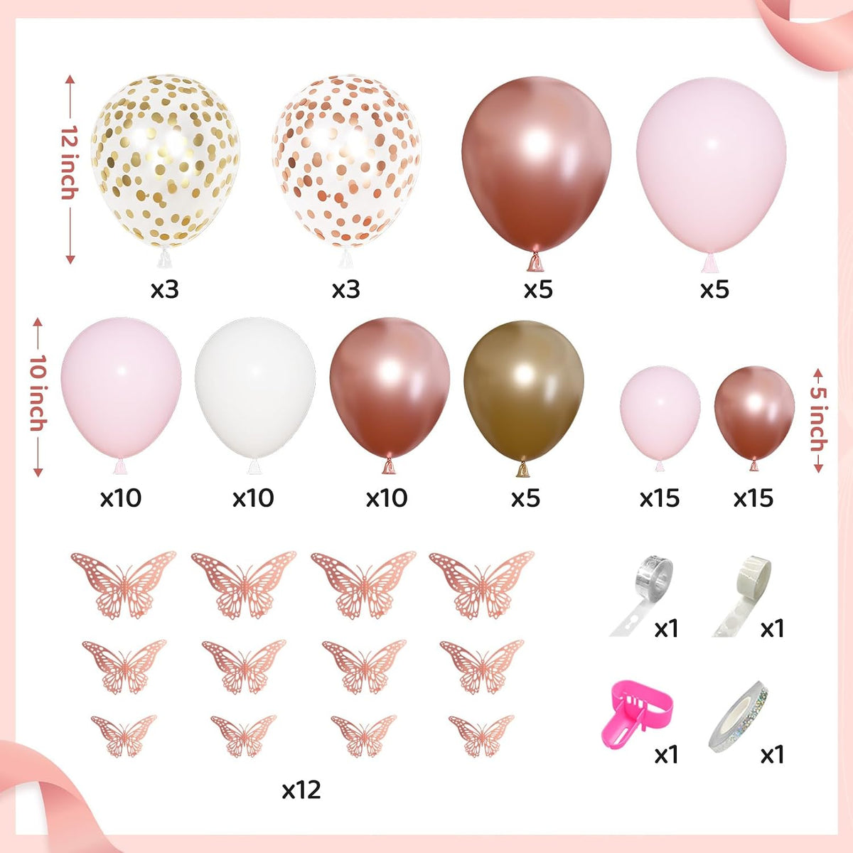 134pcs Rose Gold Balloons Baby Box with Letter (A-Z+Baby) for Girl