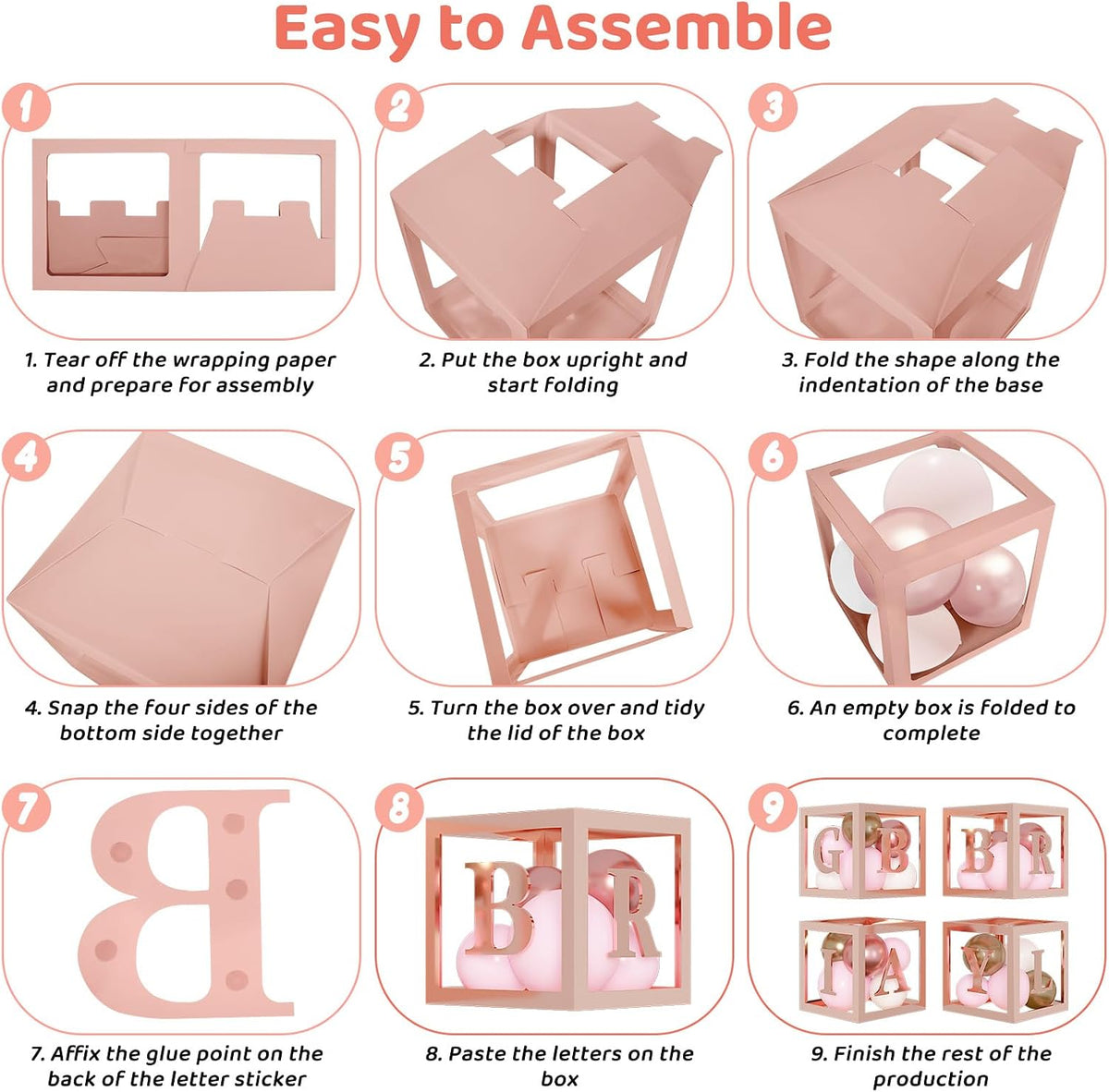 134pcs Rose Gold Balloons Baby Box with Letter (A-Z+Baby) for Girl