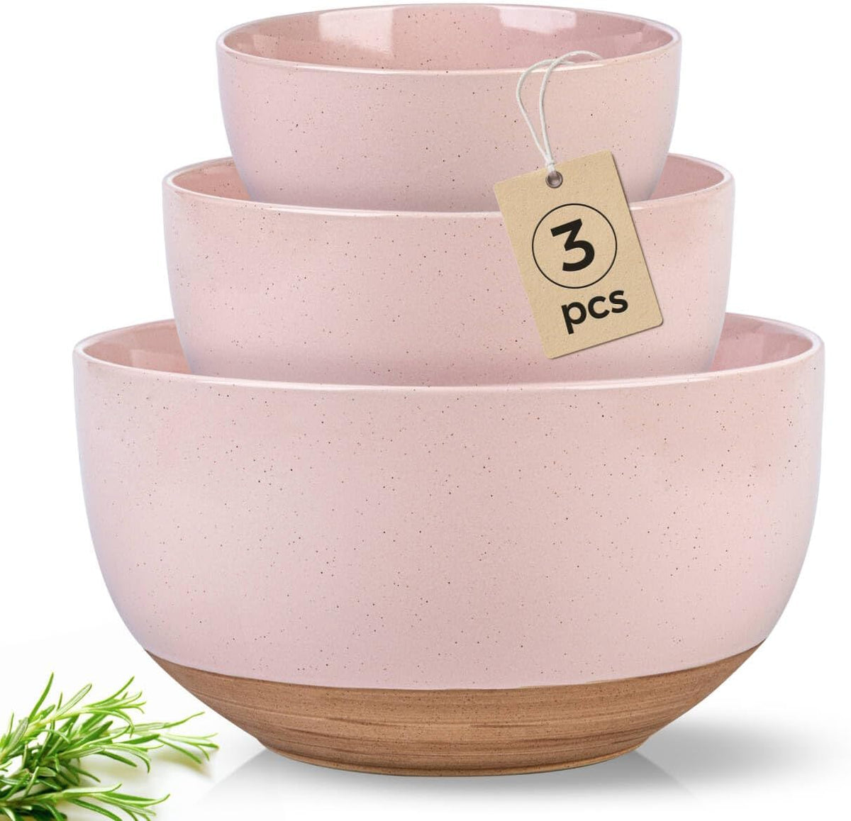 Ceramic Mixing Bowls,Stoneware Nesting Bowls Set of 3 for Kitchen