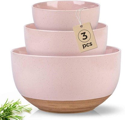 Ceramic Mixing Bowls,Stoneware Nesting Bowls Set of 3 for Kitchen