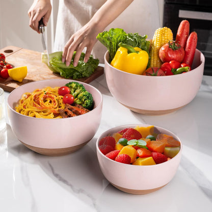 Ceramic Mixing Bowls,Stoneware Nesting Bowls Set of 3 for Kitchen