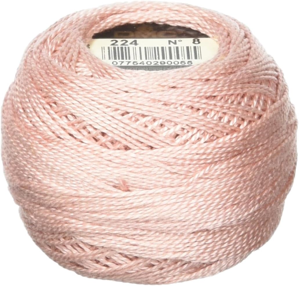 116 8-224 Pearl Cotton Thread Balls, Very Light Shell Pink, Size 8