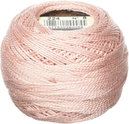 116 8-224 Pearl Cotton Thread Balls, Very Light Shell Pink, Size 8