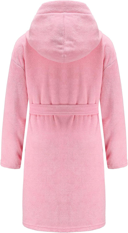 Boys Girls Bathrobe Soft Towel Hooded Robe Terry Cloth Cotton Bathrobe