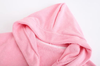 Boys Girls Bathrobe Soft Towel Hooded Robe Terry Cloth Cotton Bathrobe