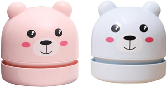 1pc - Automatic Desktop Cleaner Cartoon Teddy Bear Charging Mini Vacuum Cleaner-Pink