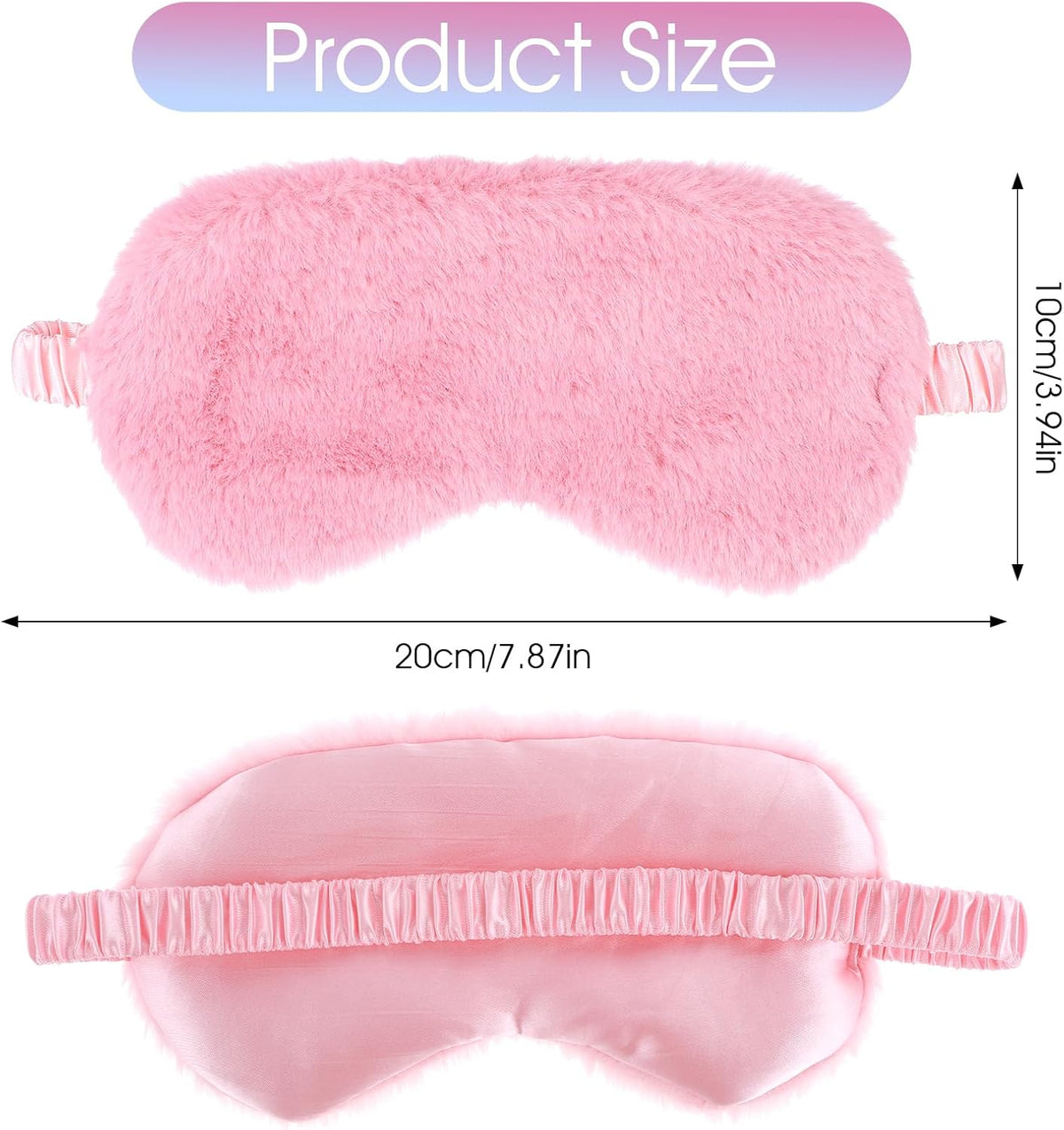2 Pcs Plush Eye Mask Soft Sleeping Blindfold Eye Cover Comfortable Furry Faux Fur Sleeping Mask Satin Nap Night Eyeshade Cover for Women Men Gift (Pink)
