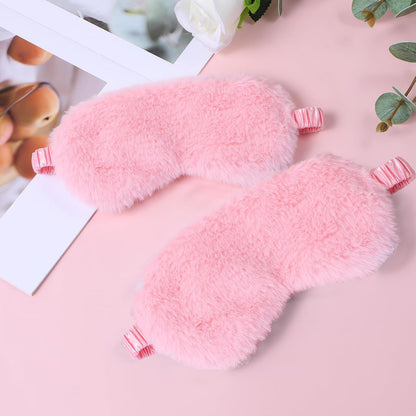 2 Pcs Plush Eye Mask Soft Sleeping Blindfold Eye Cover Comfortable Furry Faux Fur Sleeping Mask Satin Nap Night Eyeshade Cover for Women Men Gift (Pink)
