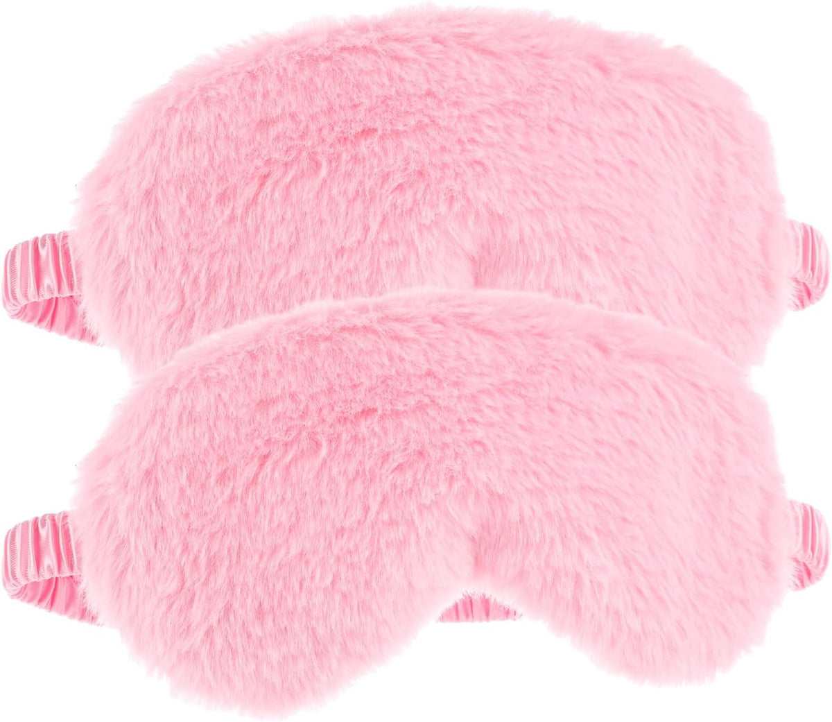 2 Pcs Plush Eye Mask Soft Sleeping Blindfold Eye Cover Comfortable Furry Faux Fur Sleeping Mask Satin Nap Night Eyeshade Cover for Women Men Gift (Pink)