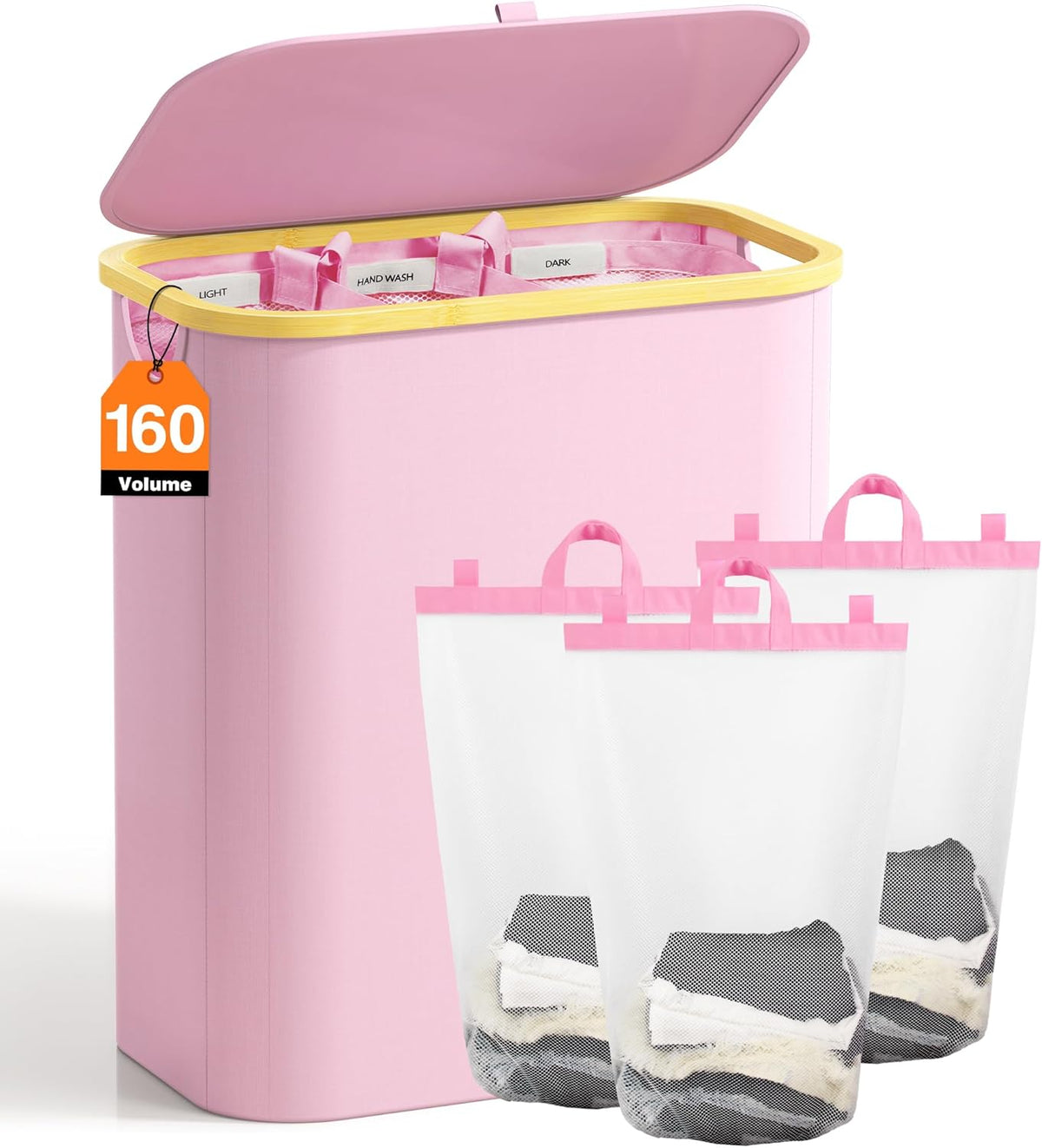 Hampers for Laundry Basket with Lid, 160L Large Laundry Hamper 3 Section