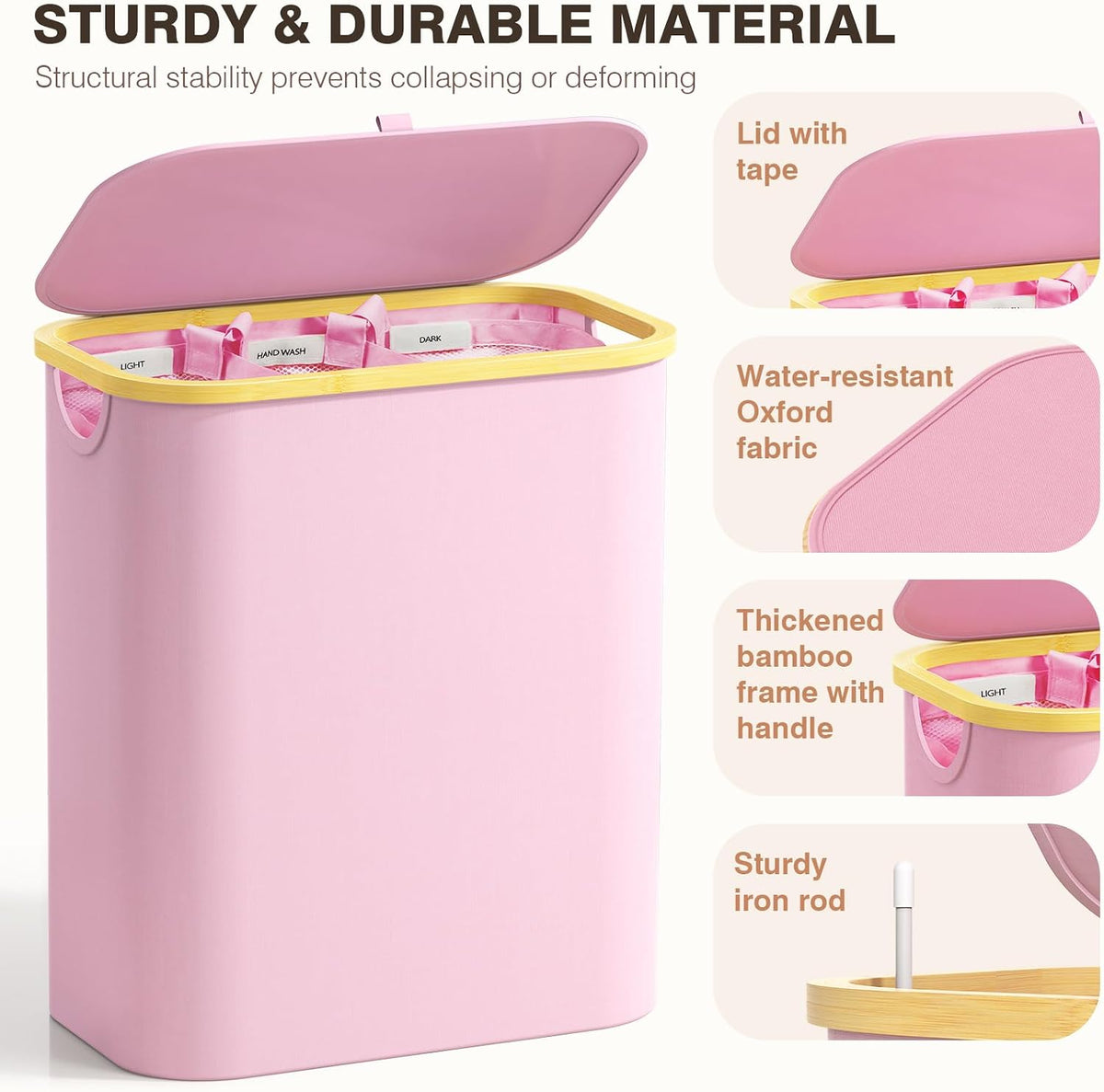 Hampers for Laundry Basket with Lid, 160L Large Laundry Hamper 3 Section