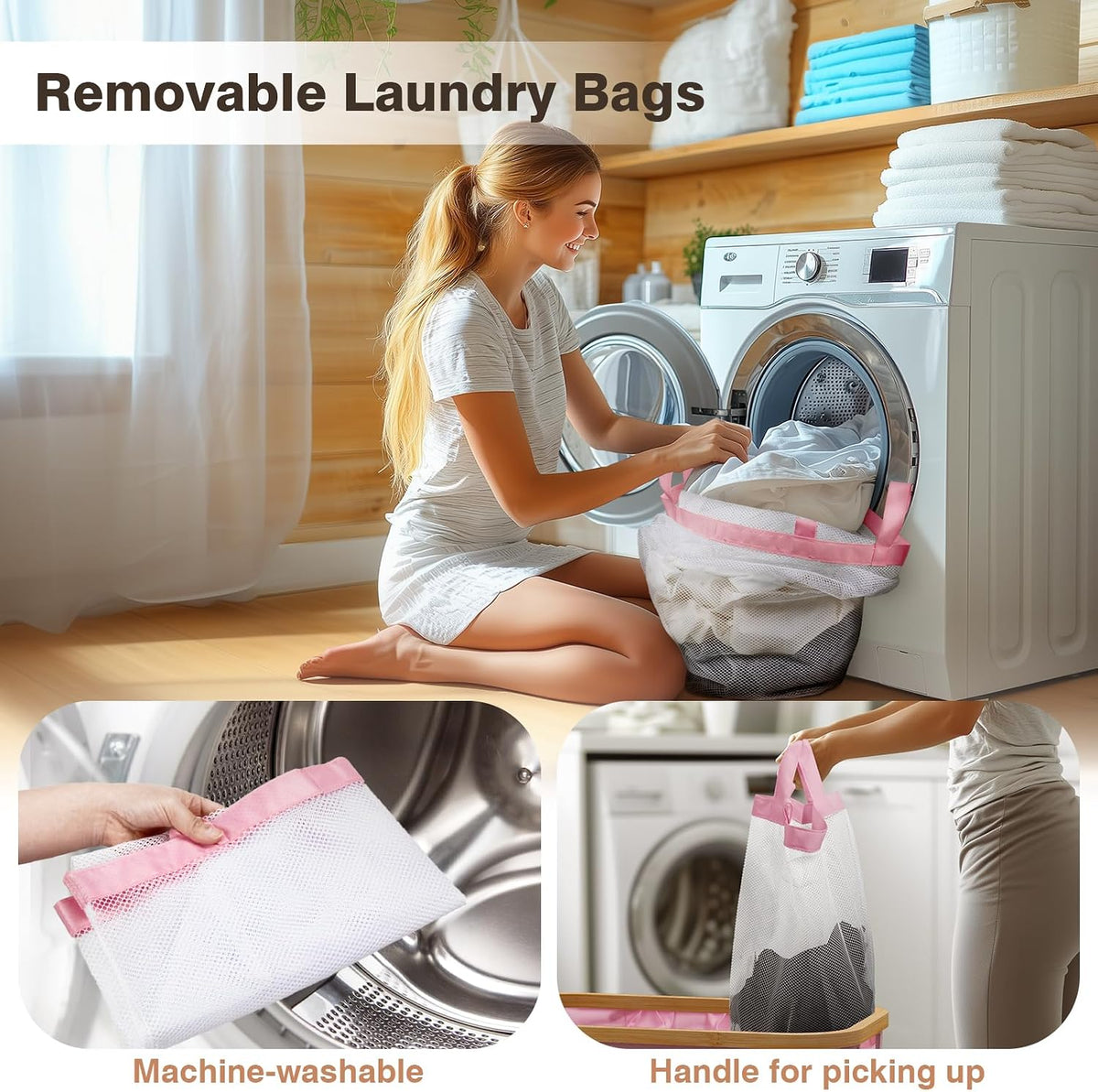 Hampers for Laundry Basket with Lid, 160L Large Laundry Hamper 3 Section