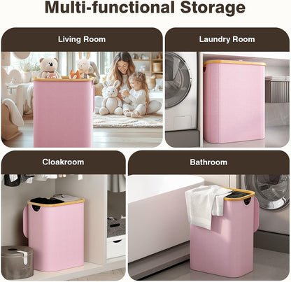 Hampers for Laundry Basket with Lid, 160L Large Laundry Hamper 3 Section
