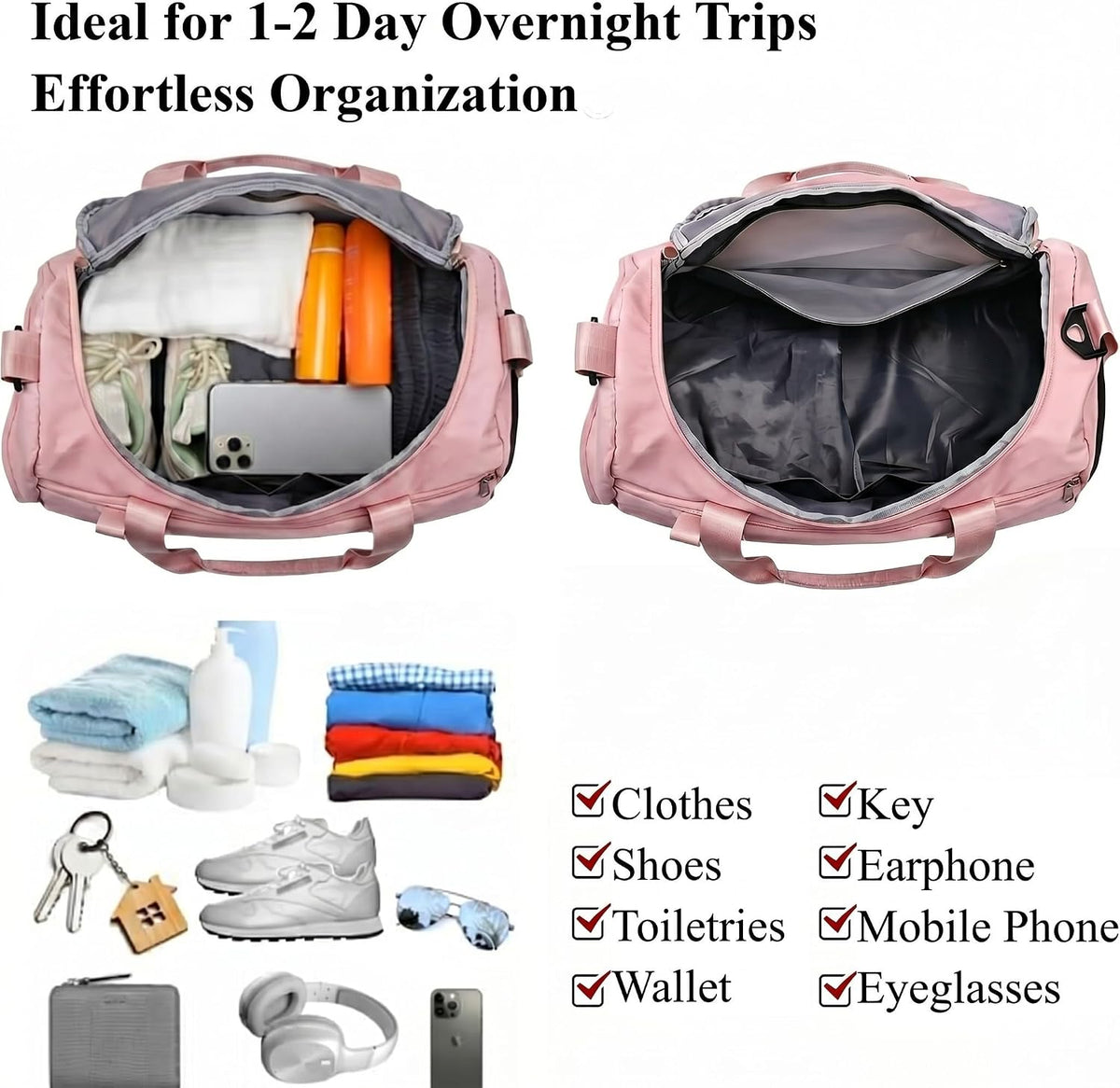 Small Gym Bag for Women Letter Style Small Duffle Bag for Travel Sport Carry on Bag-Pink(Letter M)