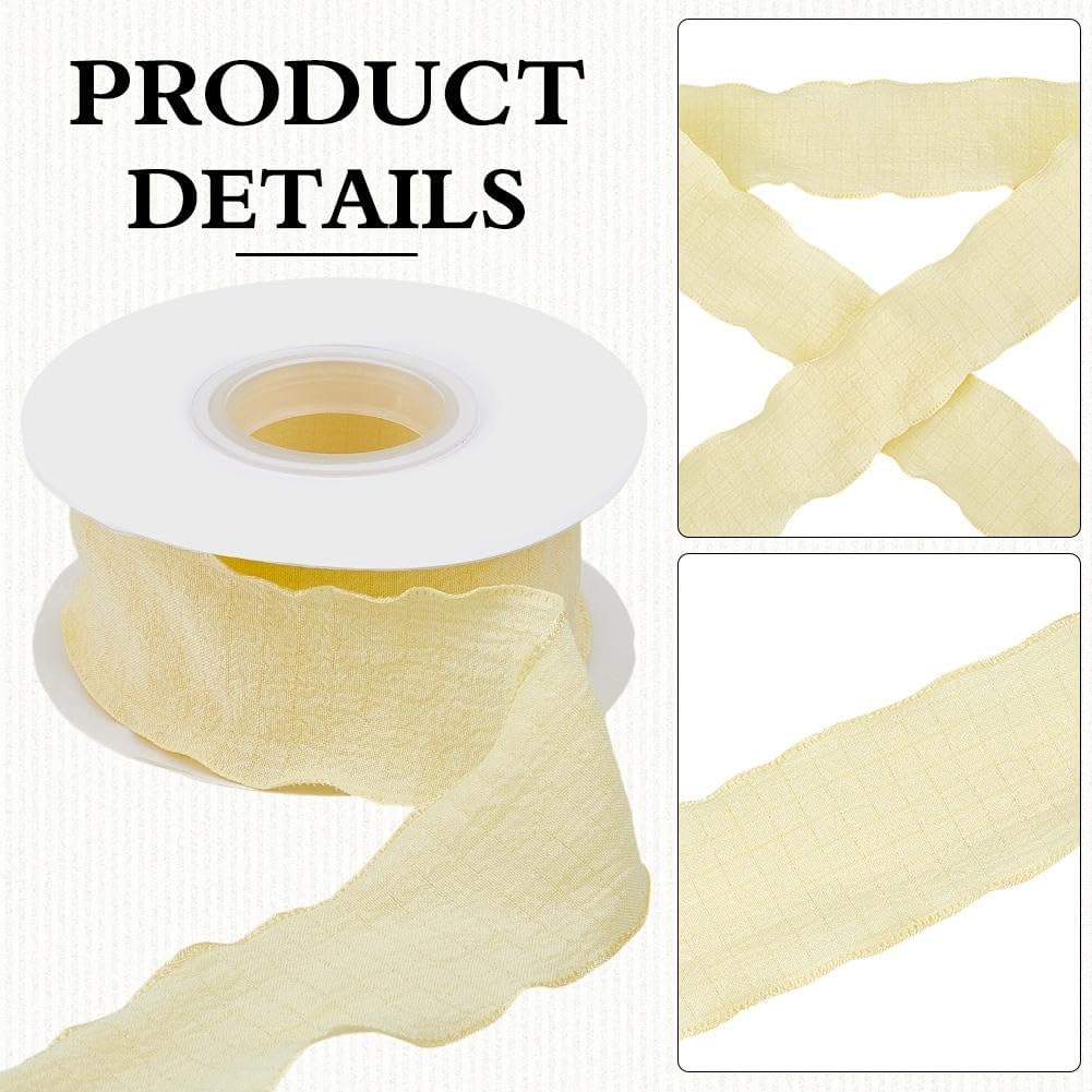 2 Rolls 20 Yards 1.5 Inch Ruffle Edge Ribbon Yellow Pink Double Ruffled Pleated Chiffon Silk Polyester Gathered Fabric Satin Ribbons Trim for Sewing Making Crafts Gift Wrapping Christmas DIY