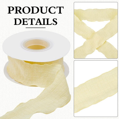 2 Rolls 20 Yards 1.5 Inch Ruffle Edge Ribbon Yellow Pink Double Ruffled Pleated Chiffon Silk Polyester Gathered Fabric Satin Ribbons Trim for Sewing Making Crafts Gift Wrapping Christmas DIY